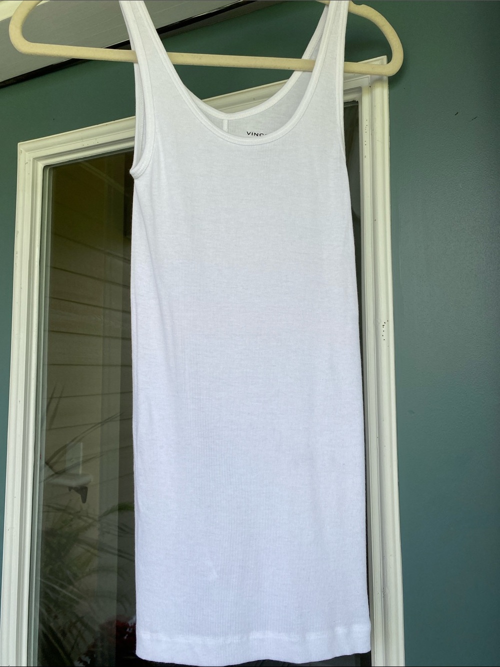 Vince.White Ribbed Tank Dress